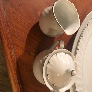 Heirloom china creamer and sugar bowl and lid